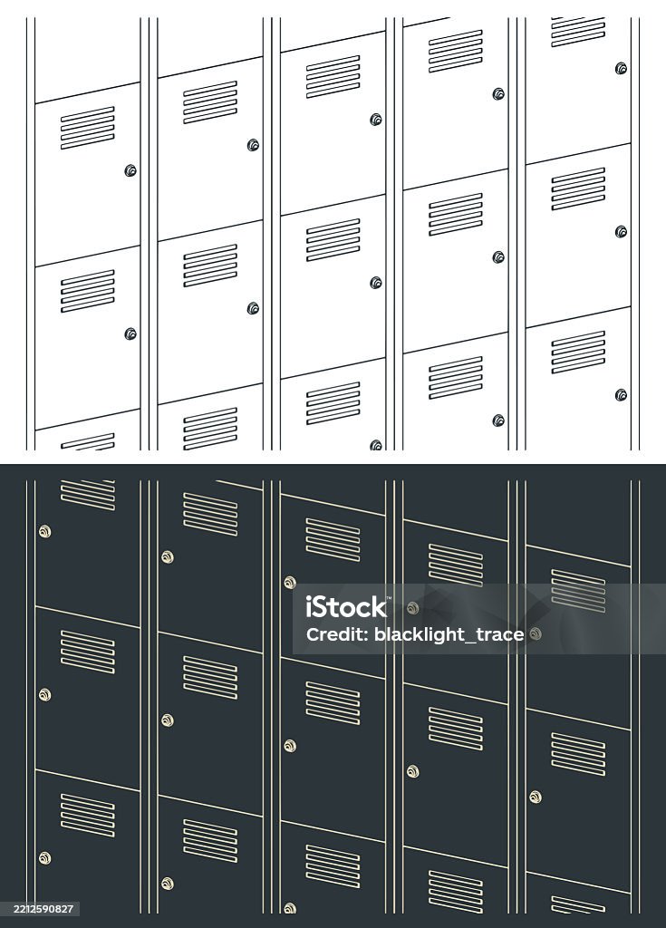 Storage Locker Graphics Metal Lockers Closeup Illustrations Stock Illustration - Download Image ...