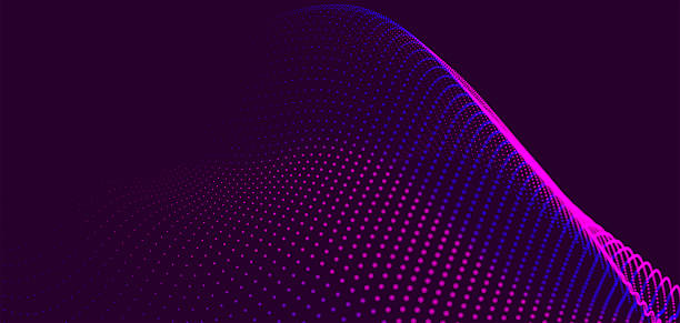 istock Abstract background with dynamic colorful wave. Futuristic dotted wave of bright particles. Dark background. Colorful background for presentation design. Wide format vector illustration. Interweaving effect. 2212590965