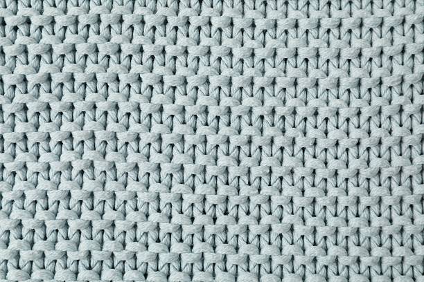 istock Texture of light blue knitted fabric as background, top view 2212591294