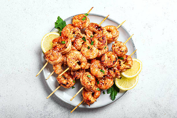istock Grilled shrimp skewers 2212593927