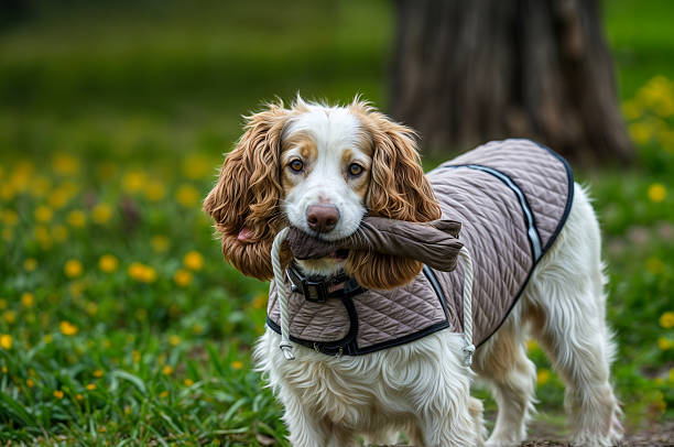 istock A charming cocker spaniel is happily walking in a spring park. With long ears, he runs through the green grass 2212594283