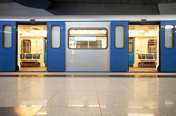 Moscow, Russia - december 02, 2024: Empty subway train on the  station Vnukovo