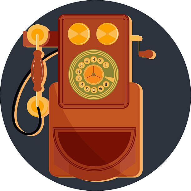 Old retro phone silhouette. Vintage communication Old retro phone silhouette. Vintage communication rotary dial telephone cartoons stock illustrations