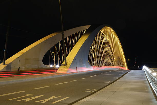 istock Modern illuminated bridge at night in Prague 2212606328