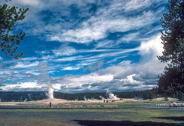 Yellowstone NP - Old Faithful Area Between Eruptions - 1981. Scanned from Kodachrome 64 slide.