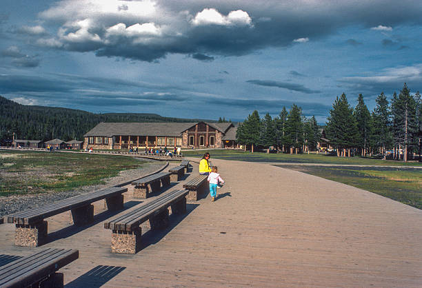 Yellowstone NP - Taking a Break at Old Faithful Area - 1981. Scanned from Kodachrome 64 slide.