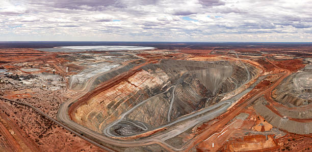 istock Aerial View  of an open pit nickel mine with crushing and processing site 2212607457