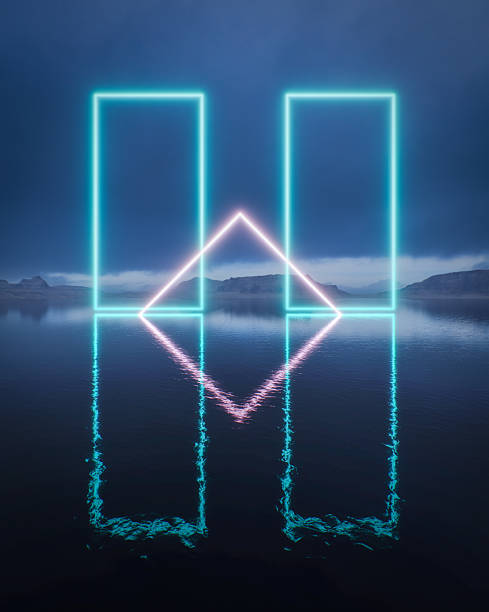 istock Lone Triangle Portal Mirrored on a Tranquil Twilight Lake 2212615480