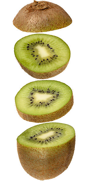 istock Ripe kiwi fruit cut into pieces on isolated background 2212616066