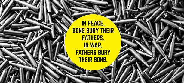 A poignant visual commentary on war featuring a quote (\