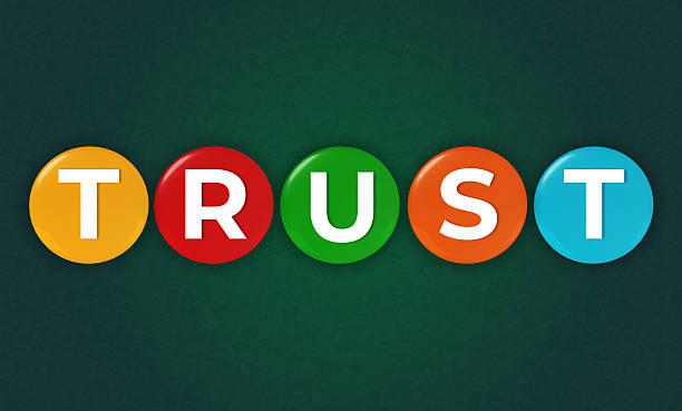 Conceptual illustration representing trust and reliability. The word \