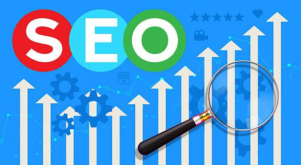 Graphic illustrating SEO growth and analysis. Includes \