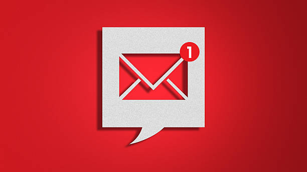 istock Email Notification Alert Speech Bubble Paper Cut Red Concept 2212634166
