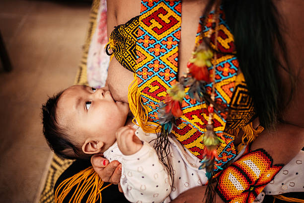 Young indigenous woman breastfeeding