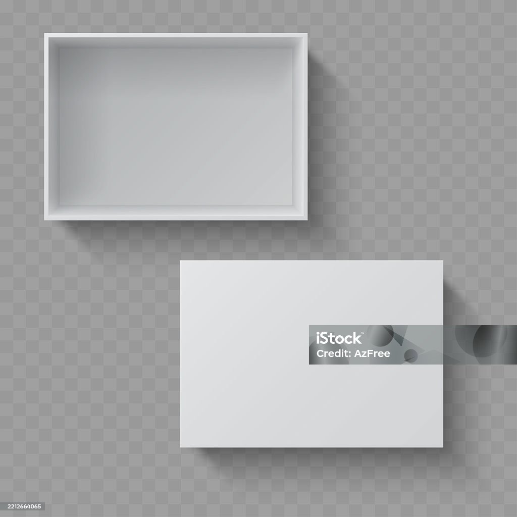 Box Closed Raster White Rectangular Box With Open And Closed Views Vector Stock ...