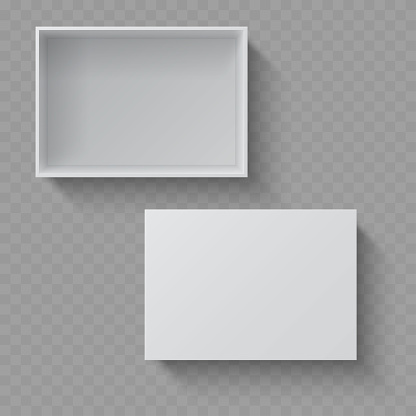 White Rectangular Box With Open And Closed Views Vector Stock ...