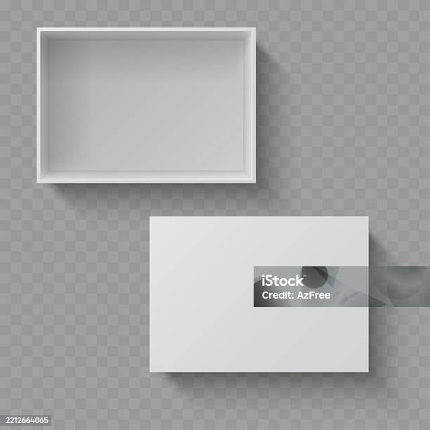 White Rectangular Box With Open And Closed Views Vector Stock ...