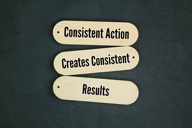 istock Stick with the words Consistent Action Creates Consistent Results text. Success concept 2212672152