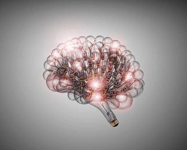 istock Light bulb in shape of human brain, illuminated 2212676333