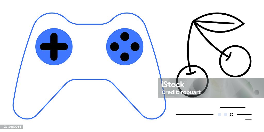 Controller Simple Design Minimalist Video Game Controller And Cherry Fruit Illustration With ...