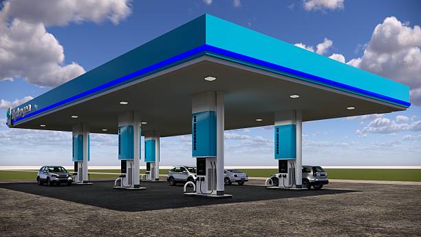 istock 3D rendering Hydrogen Refuelling Station.Renewable Clean Gas Storage Tanks of Hydrogen .Net zero concept. 2212683489