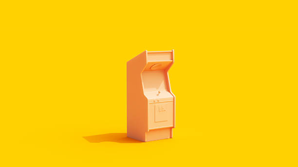 Arcade Machine Video Game Retro Yellow Background Vivid Flesh Tones 3d Illustration