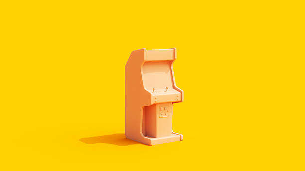 istock Arcade Machine Video Game Retro Yellow Background Vivid Flesh Tones 2212684708