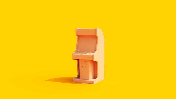 istock Arcade Machine Video Game Retro Yellow Background Vivid Flesh Tones 2212684737