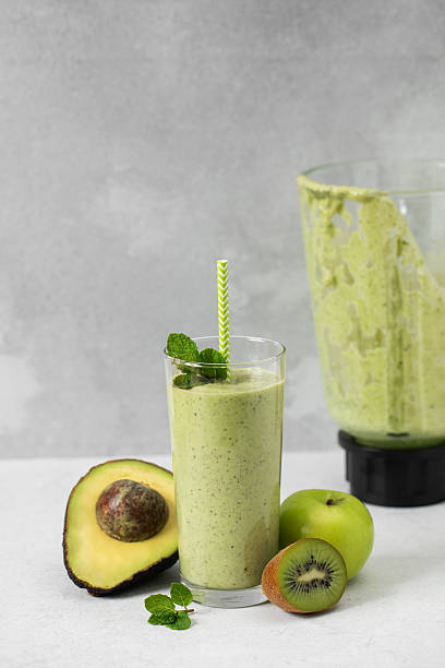istock Refreshing avocado kiwi smoothie with apple and mint for a nutritious breakfast 2212690590
