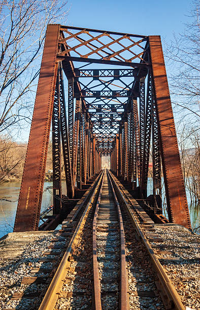 istock Train trestle bridge across the Allegheny River, Warren, PA 2212695411