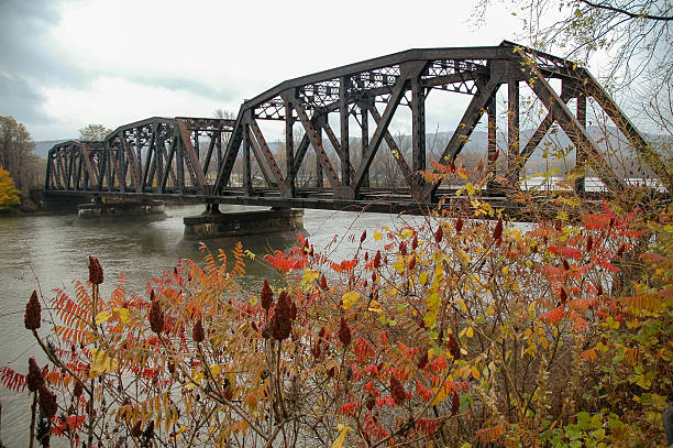 istock Train trestle bridge across the Allegheny River, Warren, PA 2212695479