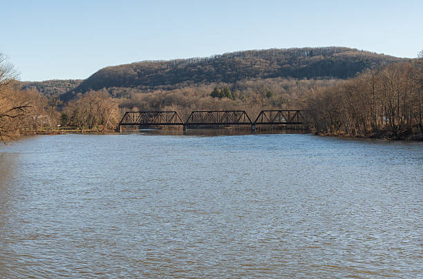 istock Train trestle bridge across the Allegheny River, Warren, PA 2212695506