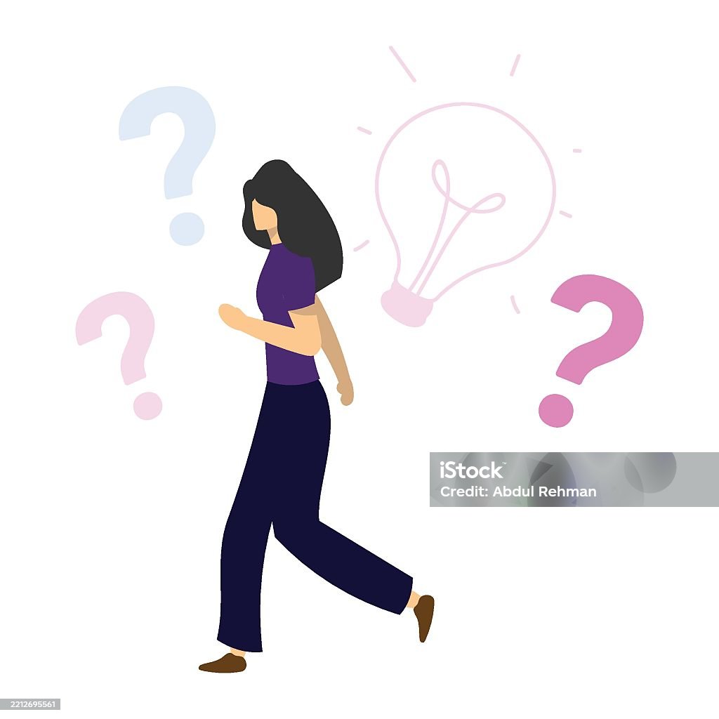 Confuse Vector Female Confused Vector Illustration Which Can Easily Modify Or Edit ...