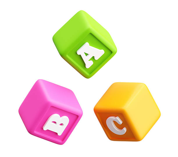 istock Cute A B C Letter Cubes  Educational Toy Icons 2212698580