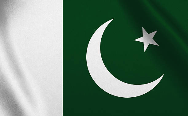 FLag of Pakistan waving with silk background.