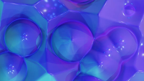 istock abstract liquid background horizontal organic round cells blue, copy space for text, social network background 2212700628