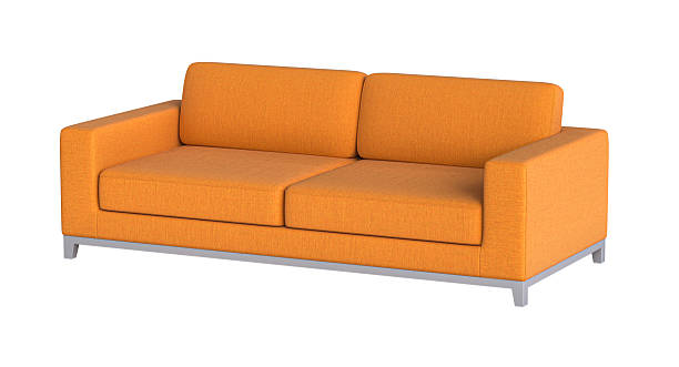 istock Modern orange sofa isolated on white background representing comfort and style 2212700915