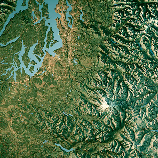 istock Pierce County WA Satellite Topographic Map 3D Render True Color 2212702200