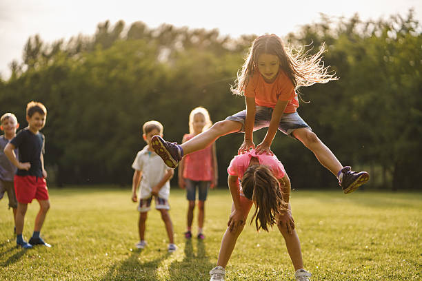 A group of children playing in the school yard