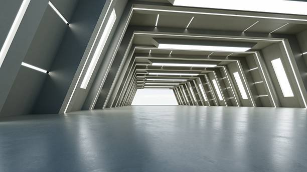 istock Abstract concrete futuristic geometric tunnel, architecture design concept, Sci-fi interior 2212705308