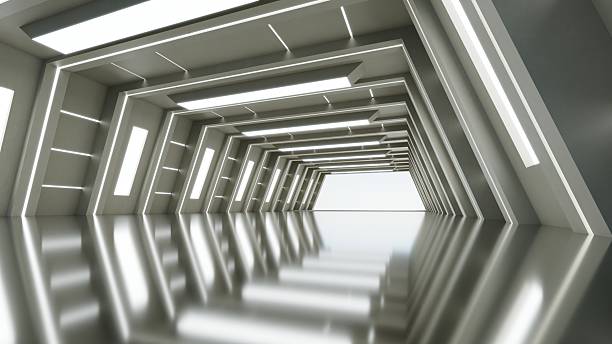 istock Abstract concrete futuristic geometric tunnel, architecture design concept, Sci-fi interior 2212705339