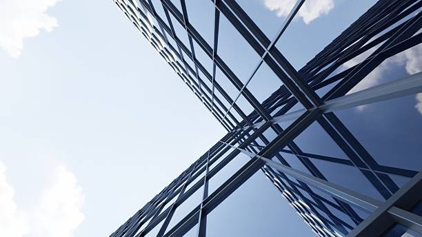 istock 3d rendering of modern architecture, Skyscraper corporate office building with glass window 2212705340