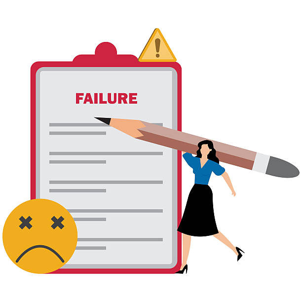 istock Sad business woman worried about failure checklist & decreasing business 2212706559