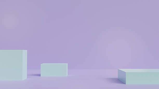 istock 3D Rendering cube stage with purple background for studio, black space and product 2212709479