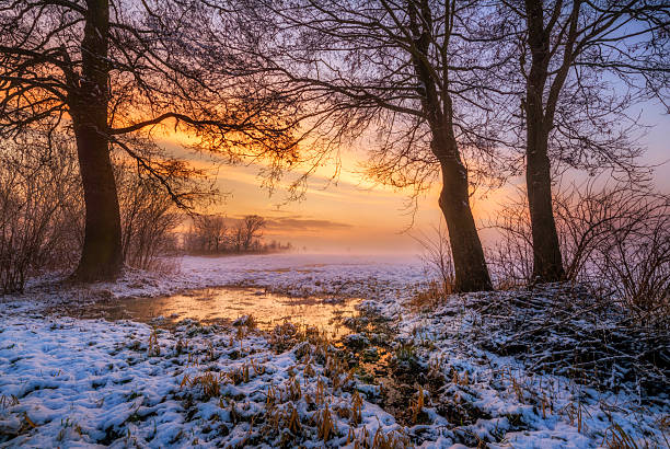 istock Beautiful winter sunset with colorful sky 2212716831