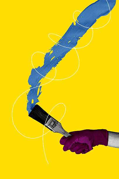 istock Composite vertical artwork collage image of arm hold brush painting isolated on creative background 2212725297
