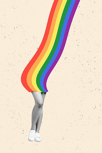 istock Composite collage image of black white effect girl legs lgbt rainbow isolated on creative background 2212725467