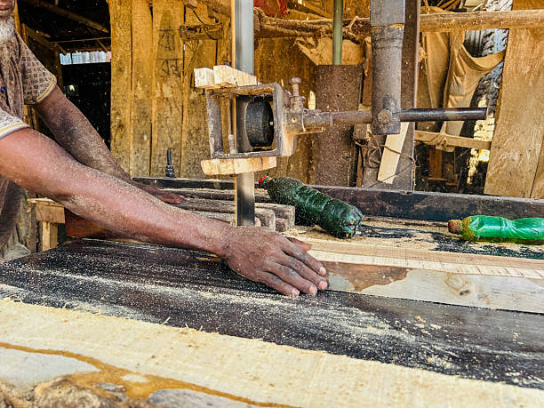 istock Close-Up of Workers' Hands at a Traditional Sawmill 2212732759