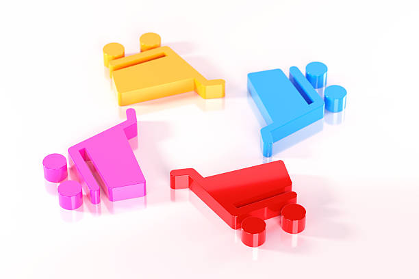 4 Shopping Cart icons On White Background