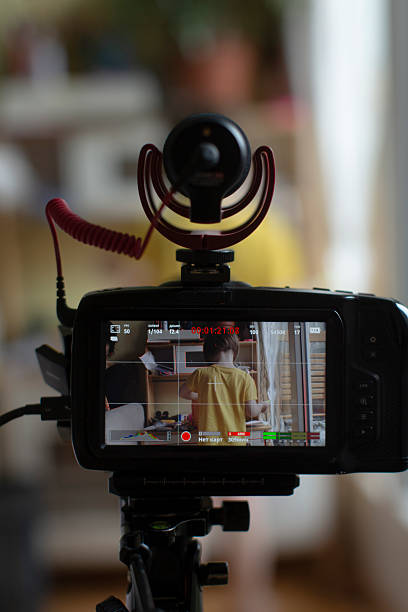 istock Video Camera Setup with Viewfinder and Microphone in Home Background 2212742416